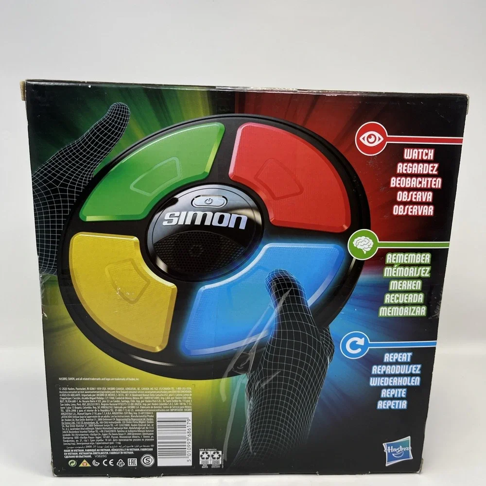 Electronic SIMON Large Classic Size Memory Light Sound Says Game Box Basic